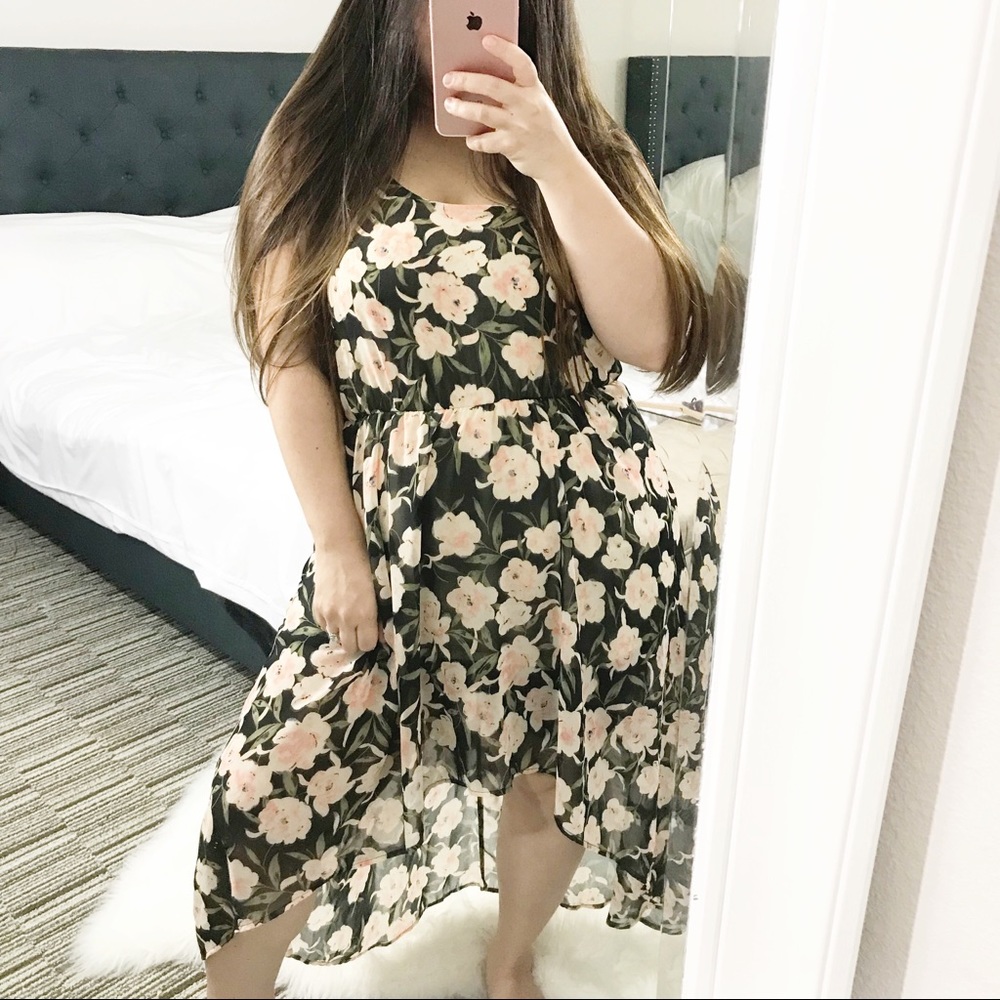 High Low Floral Print Dress